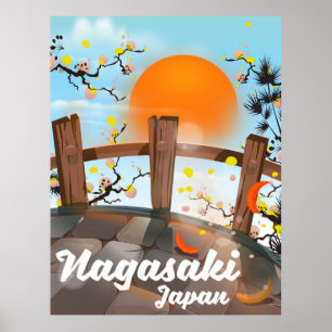Nagasaki Japanische Blütenplakat. Poster