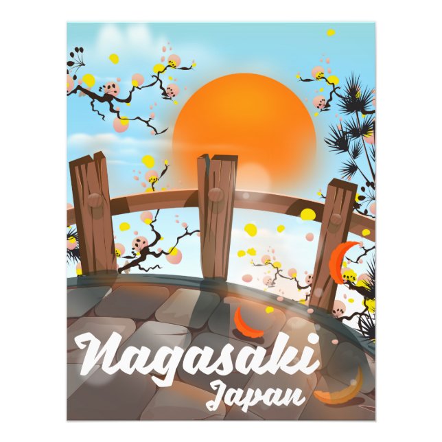 Nagasaki japanisches Blütenposter. Fotodruck (Vorne)