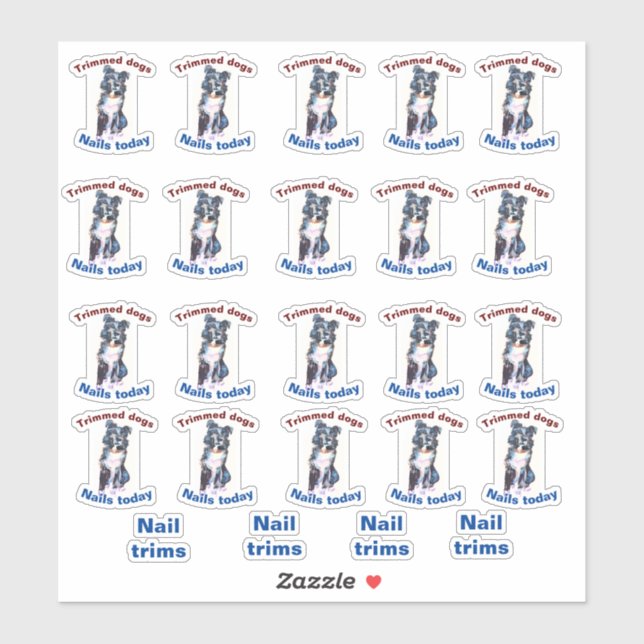 Nägel getrimmter Hundaufkleber Aufkleber (Blatt)