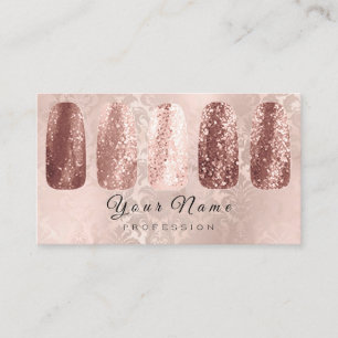 Nagel-Kunst-Glitzer-Damast-Champagne-Rosen-Gold Visitenkarte