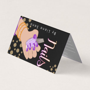 Nagel-Künstler-Glow-Script Handgezeichneter Termin Visitenkarten