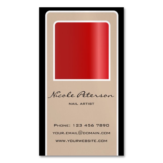 Nagel-Künstler - Magnetkarte des roten Nagels Magnetische Visitenkarte (Vorderseite Vertikal)