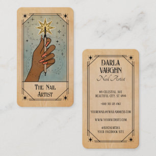Nagel-Künstlerin Tarotkarten-Stil-Illustration Ste Visitenkarte