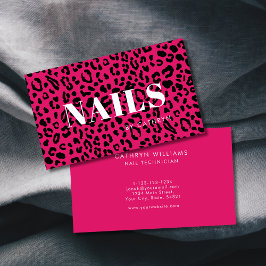 Nägel Pink Animal Print Nail Techniker Visitenkarte