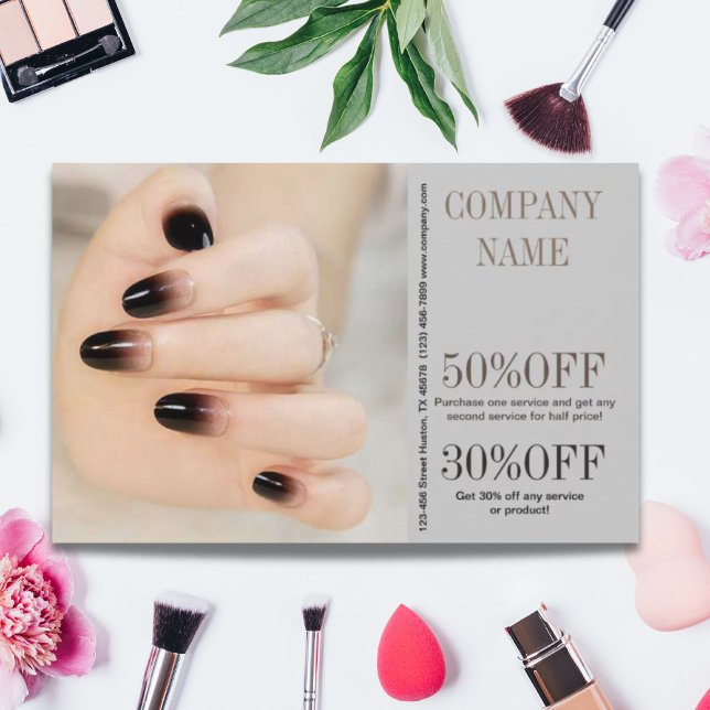 Nagel-Salon mit gürtelig-eleganter Maniküre Flyer (girly chic elegant manicure nails nail salon flyer)