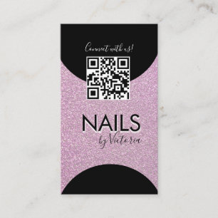 Nägel Salon Schönheitskünstler QR-Code Faux Glitte Visitenkarte