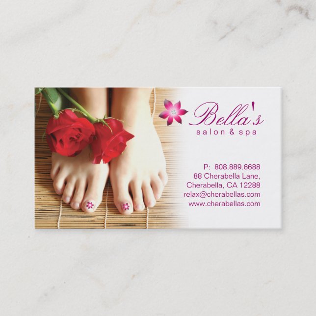 Nagel-Salon-Wellness-Centerpedicure-Blume lila Visitenkarte (Vorderseite)