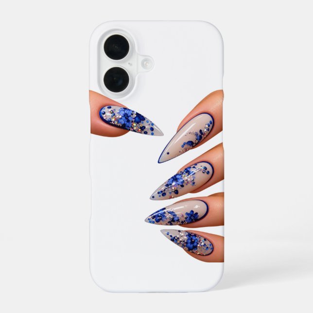 Nägel Stil blau iPhone 16 Hülle (Rückseite)