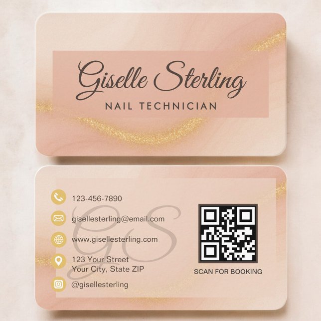 Nagel-Tech Neutral Terrakotta QR-Code Visitenkarte (Von Creator hochgeladen)