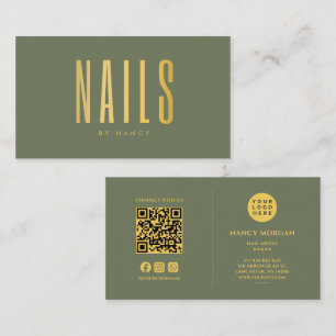 Nagel-Tech QR-Code-Logo Sagegrün und Gold Visitenkarte