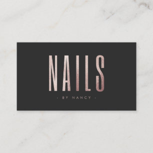 Nagel-Tech Rose Gold Metall-Typografie Visitenkarte