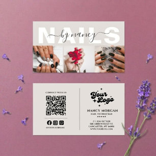 Nagel-Tech-Schrift-Typografie 3 Foto-QR-Code-Logo Visitenkarte