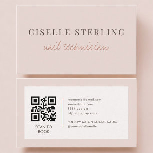 Nagel-Techniker QR-Code Blush Pink  Visitenkarte