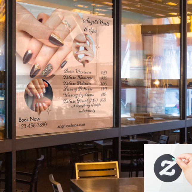 Nagel-Wellness-Center mit Preisen individuell gest Fensteraufkleber (Restaurantfenster)