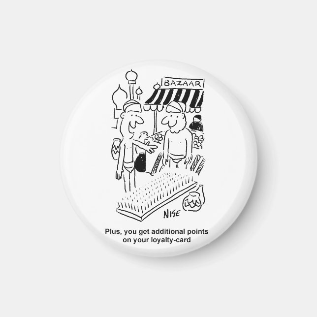 Nagelbett auf einem Basar-Cartoon Magnet (Vorne)