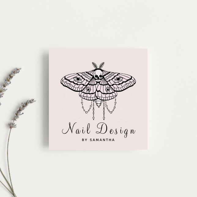 Nageldesign Akrylic Manicure Pedicure Butterfly Quadratische Visitenkarte (Von Creator hochgeladen)