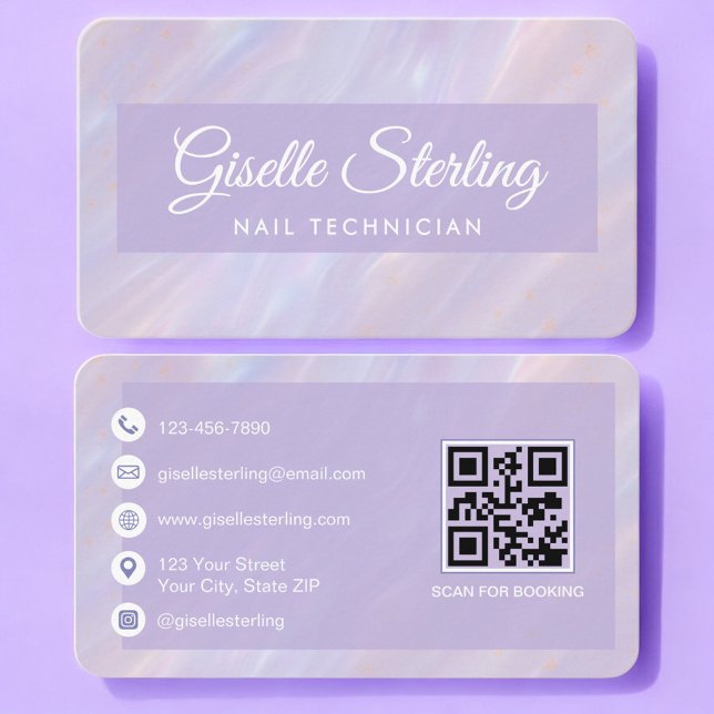 Nageldesignerin Irideszenter QR-Code Profi Visitenkarte (Von Creator hochgeladen)