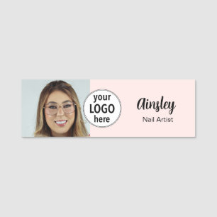 Nagelkünstler-Foto-Logo Blush Rosa Namensschild