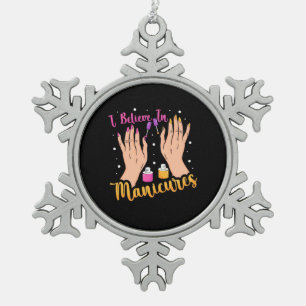 Nagelkünstler glauben an Maniküre Schneeflocken Zinn-Ornament