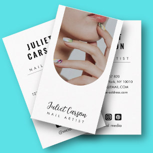 Nagelkünstler Minimalistischer Bogen Foto Nagelst Visitenkarte