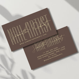Nagelkünstler moderne Typografieschrift braun Visitenkarte