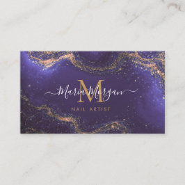 Nagelkünstler Purple Achat Gold Monogramm Visitenkarte