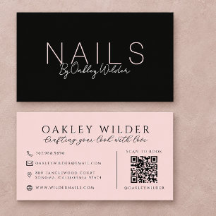 Nagelkünstler Schwarz Blush Rosa QR-Code Visitenkarte
