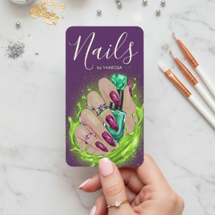 Nagelkunststudio Maniküre Künstlerin Lila Grün Visitenkarte