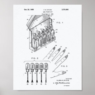 Nagellack-Set 1955 Patent Art White Paper Poster
