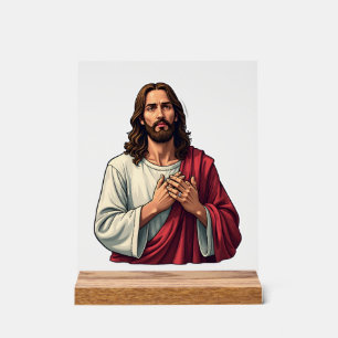 Nagelmal Jesus Vintage-Flaube Gravur Tee 2 Acrylschild