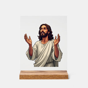 Nagelmal Jesus Vintage-Flaube Gravur Tee 2 Acrylschild
