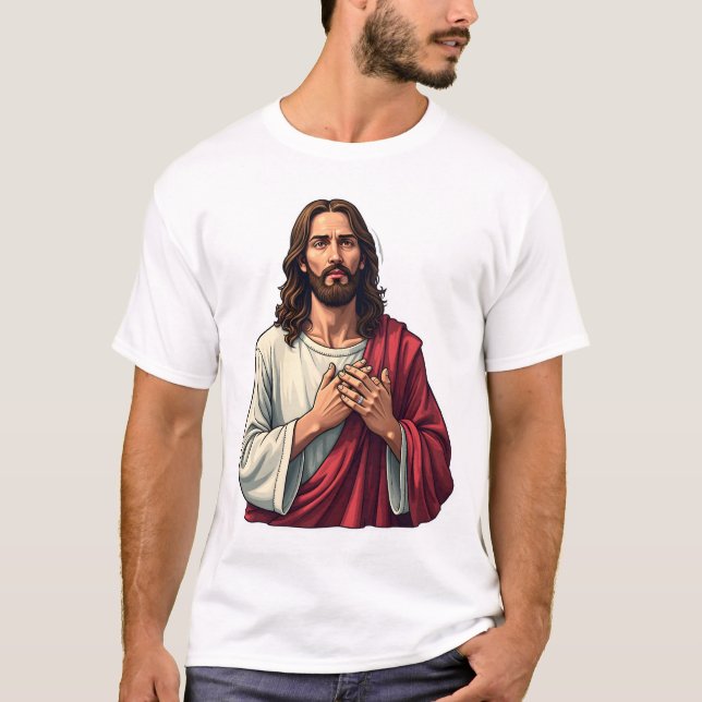Nagelmal Jesus Vintage-Glaube Gravur Tee 2 (Vorderseite)