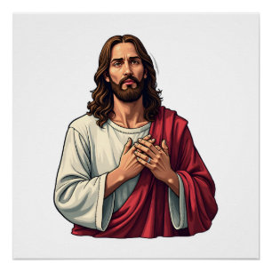 Nagelmal Jesus Vintage-Glaube Gravur Tee 2 Poster