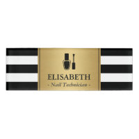 Nageln Sie Techniker-Logo-GoldSchwarz-weiße