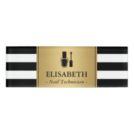 Nageln Sie Techniker-Logo-GoldSchwarz-weiße Namenschild