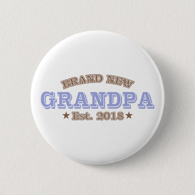 Nagelneuer Großvater Est. 2018 (lila) Button (Vorderseite)
