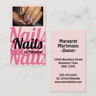 Nagelsalon Blush Pink Bold Typography Foto Visitenkarte
