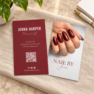 Nagelsalon Burgundy Minimalistische Maniküre Portr Visitenkarte
