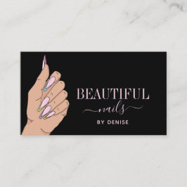 Nagelsalon-Frau Hand glitzernde Nägel Technikerin Visitenkarte