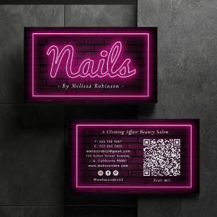 Nagelsalon Künstlerin Rosa Neon- & Backsteinwand Q Visitenkarte