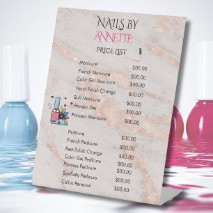 Nagelsalon Maniküre Rose Gold QR Preisliste Sockelschild