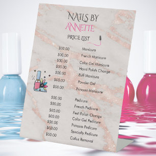 Nagelsalon Maniküre Rose Gold QR Preisliste Sockelschild