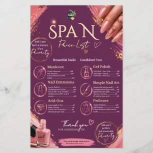 Nagelsalon-Preisliste Poster - Spa Maniküre Pedikü Flyer