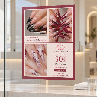 Nagelsalon-Promotion Blush Burgund Editorial Fensteraufkleber