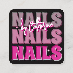 Nagelsalon Qr Code Fett Rosa Retro Visitenkarte