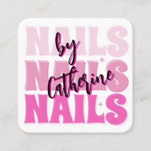 Nagelsalon Qr Code Fett Rosa Retro Visitenkarte