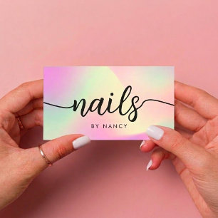 Nagelsalon Schrift-Typografie Holografisch irisier Visitenkarte