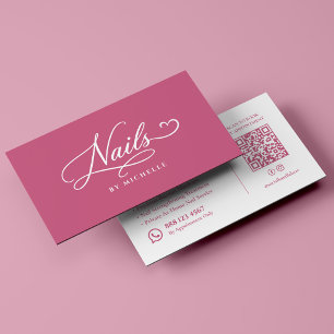 Nagelsalon Spa Elegantes Pink Script Maniküre Visitenkarte