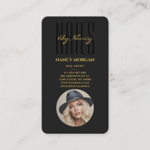 Nagelsalon-Typografie Schwarz und Gold Foto Visitenkarte