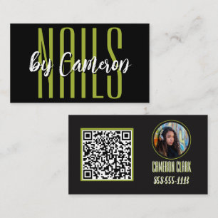 Nagelsalon Visitenkarte Fett Grün Foto QR-Code